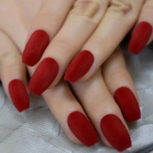 24 Red Velvet  Nails short medium Coffin Press ons